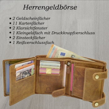 Wild Things Edition Herren Biker Geldbörsen mit RFID Schutz Hosenkette und Riegelverschluss (Hochf. braun)